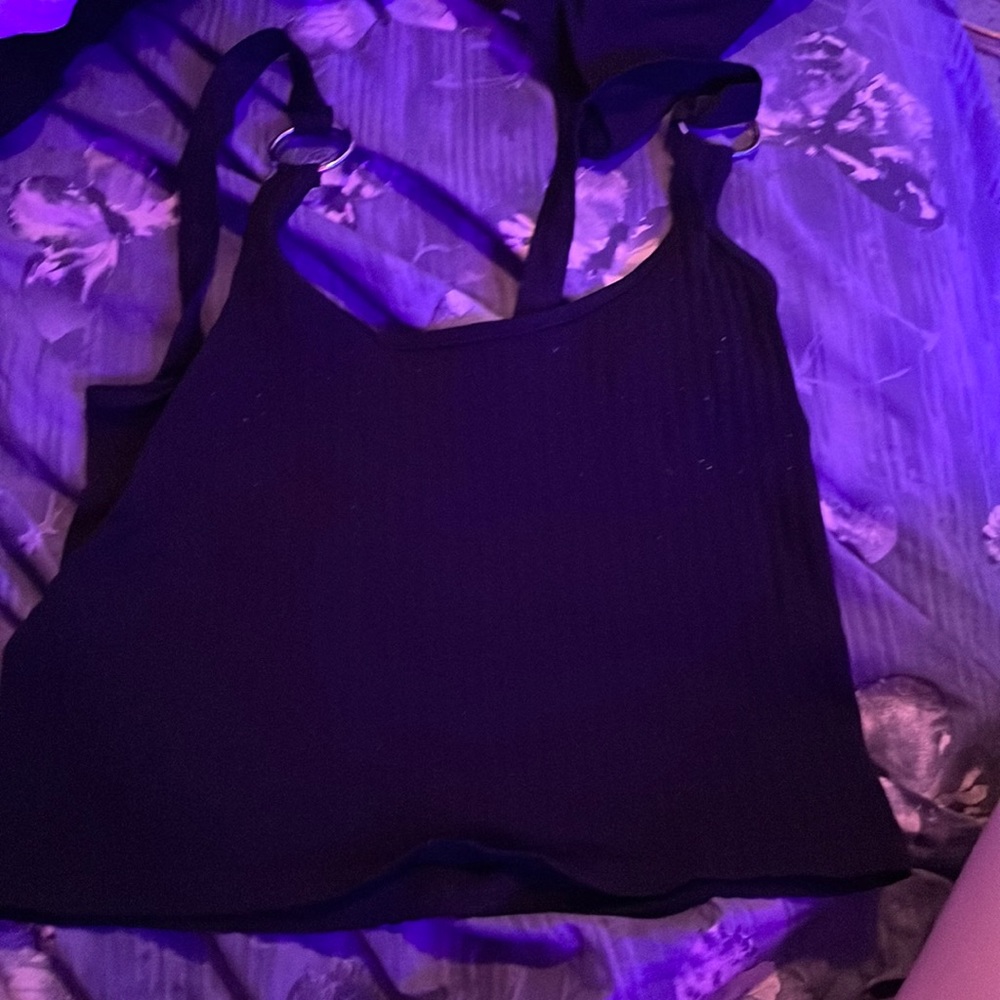 Black crop top with silver rings